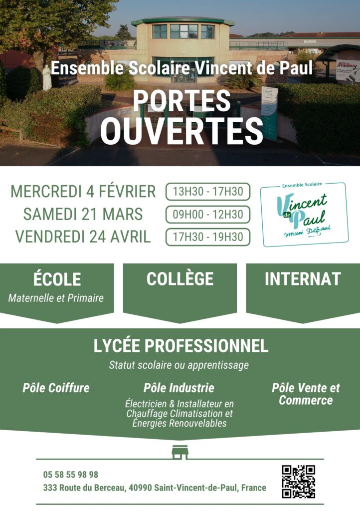 Journées portes ouvertes 2026 à l'Ensemble Scolaire Vincent de Paul